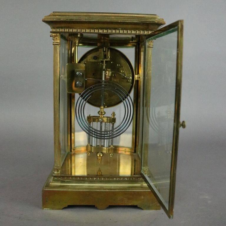 Antique French Samuel Marti Et Cie Crystal Regulator Mantel Clock, dtd 1889 at 1stDibs