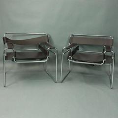 Pair of Mid-Century Modern Marcel Breuer Chrome Wassily Chair Frames, circa 1950