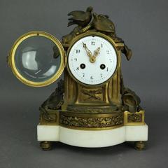 Antique Figural French Louis XIV Style Bronze Boudoir Clock Mvmt by Daubref 1880