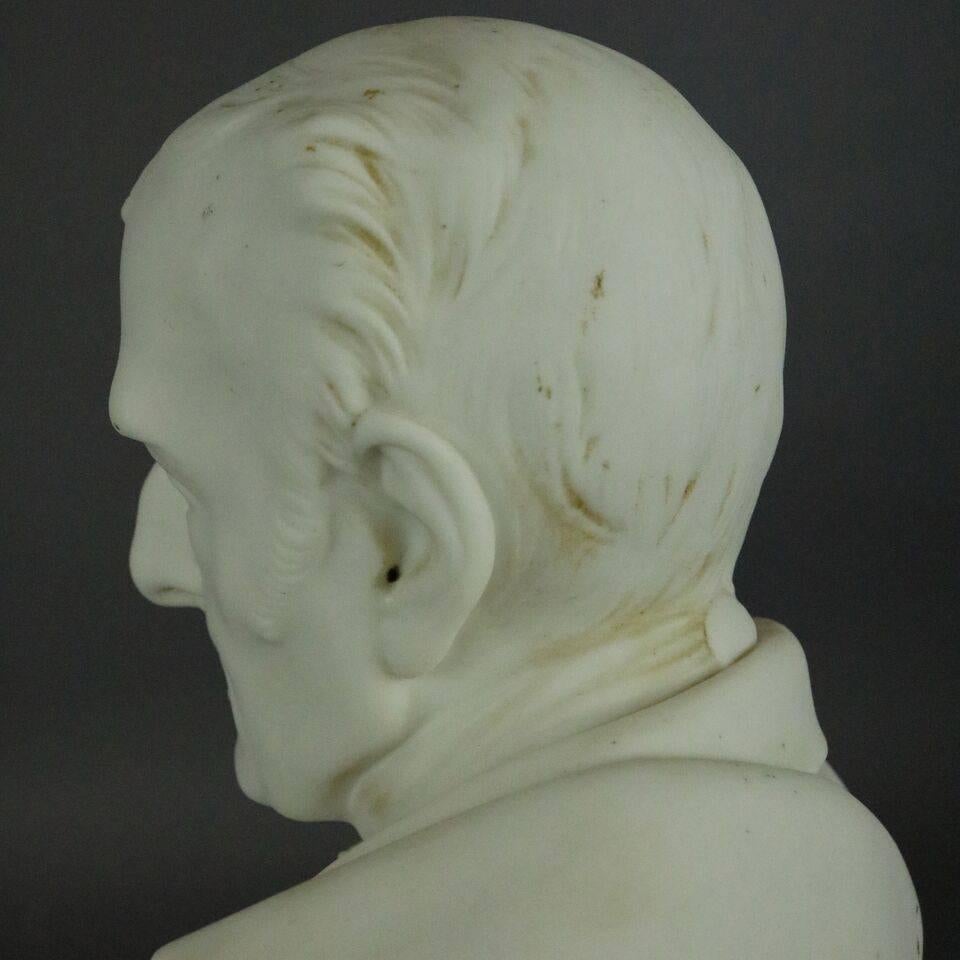 Porcelain Antique English Parian Bust of Wellesley, Duke of Wellington after J. Pitts