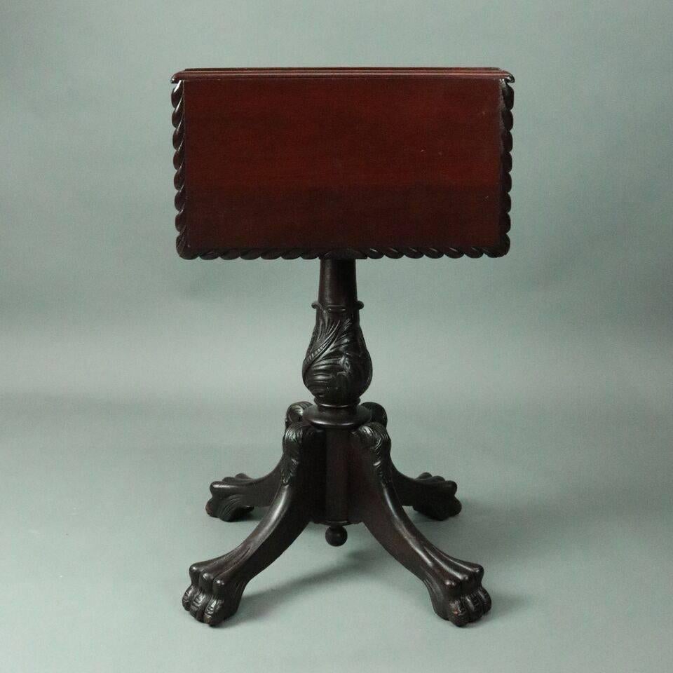 American Empire Mahogany Drop-Leaf Stand Paw Feet & Acanthus Early 19th Century 1