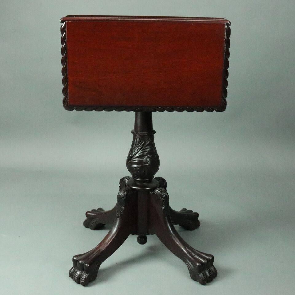 American Empire Mahogany Drop-Leaf Stand Paw Feet & Acanthus Early 19th Century 2