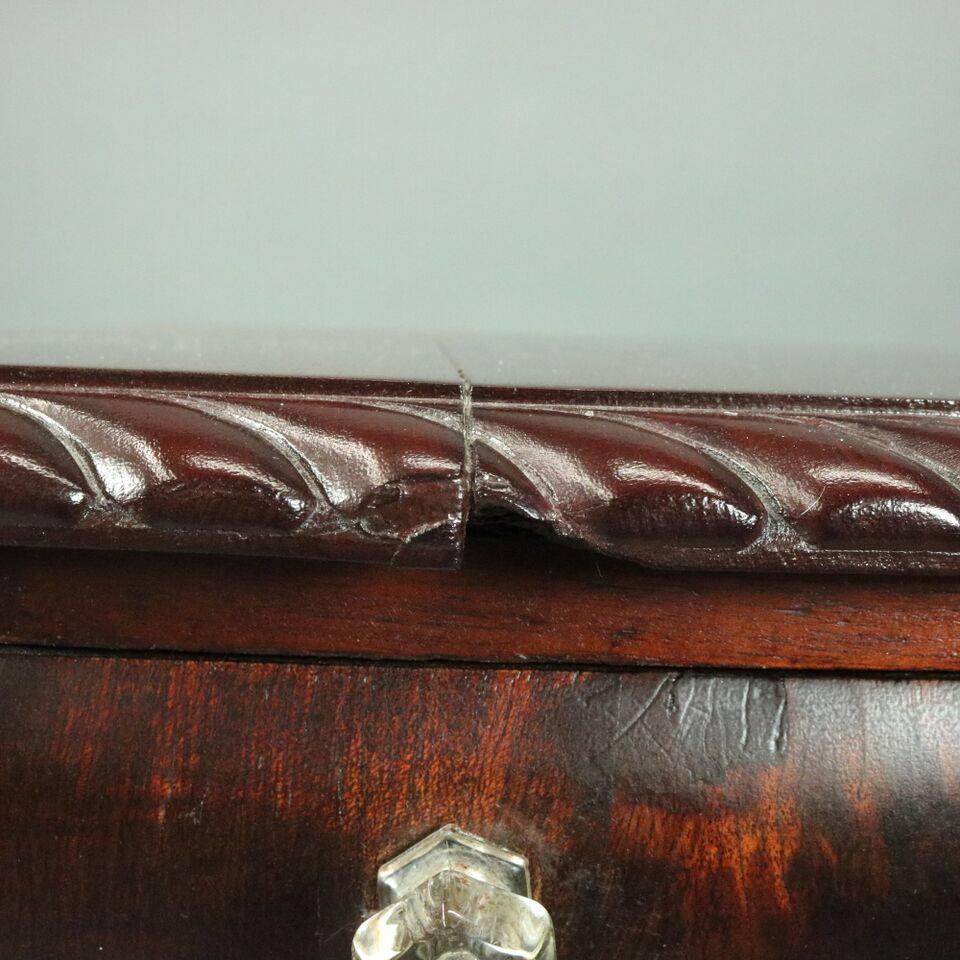 Antique American Empire Mahogany Drop-Leaf Two-Drawer Stand with Paw Feet 6