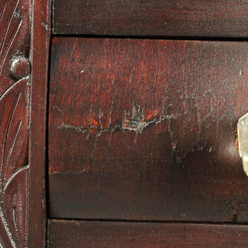 Antique American Empire Mahogany Drop-Leaf Two-Drawer Stand with Paw Feet 4