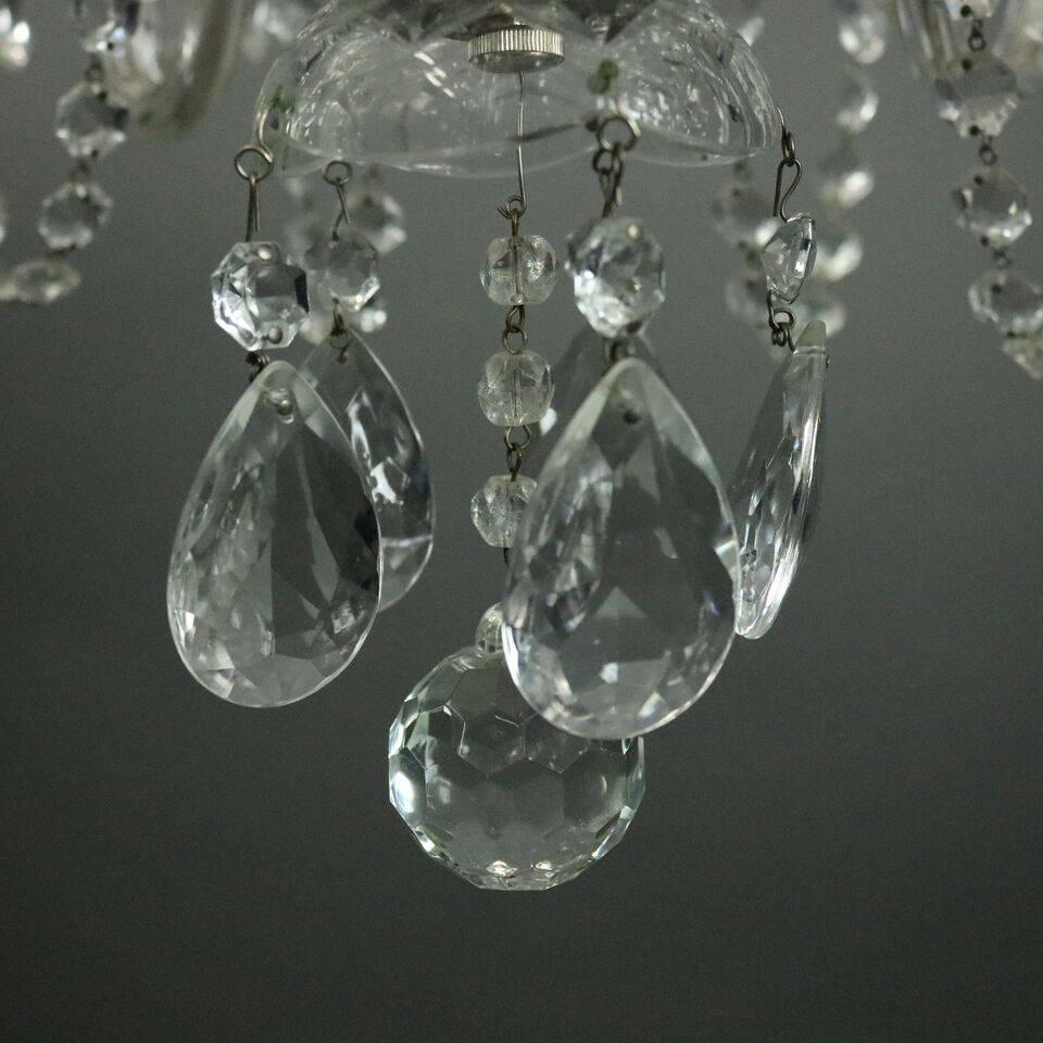 American Vintage Cut Crystal and Etched French Style Five-Light Chandelier, circa 1950
