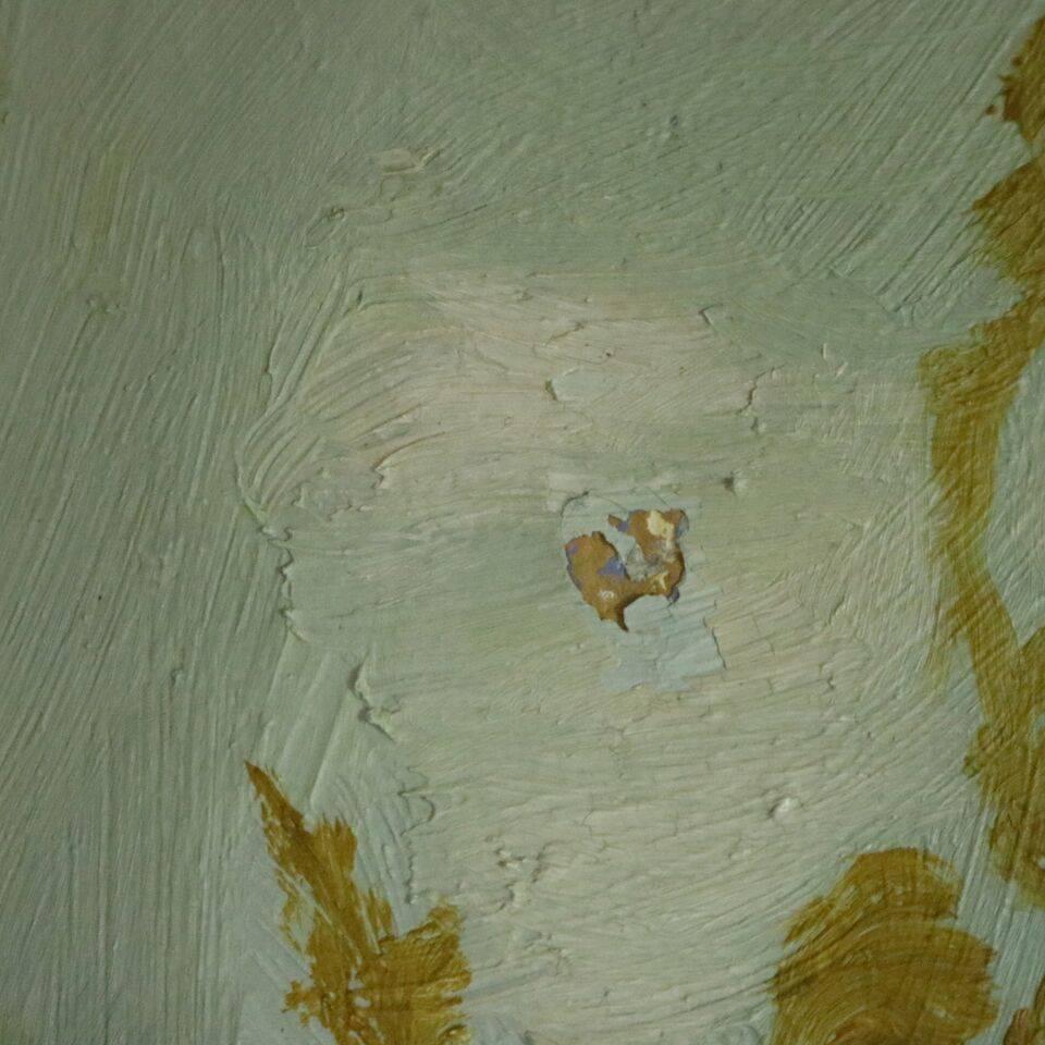 Gold Antique Oil on Board Still Life of Daisies by Ethel Paxson, Signed, circa 1930