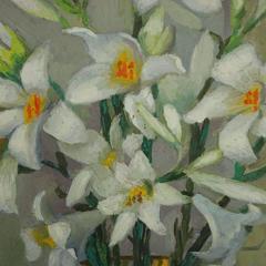 Antique Oil on Board Still Life of Daisies by Ethel Paxson, Signed, circa 1930