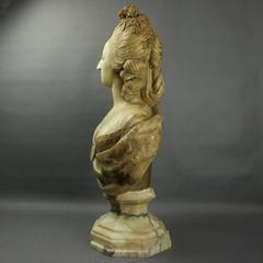 Antique Italian Carved Marble Bust after Houdon of Marie Antoinette, circa 1850