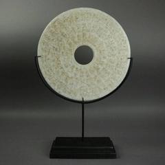 Oversized Mid-Century Modern Carved Chinese Soapstone Bi, circa 1950