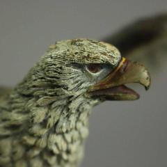 Antique Austrian Cold Painted Bronze Eagle Sculpture on Marble Base, circa 1900