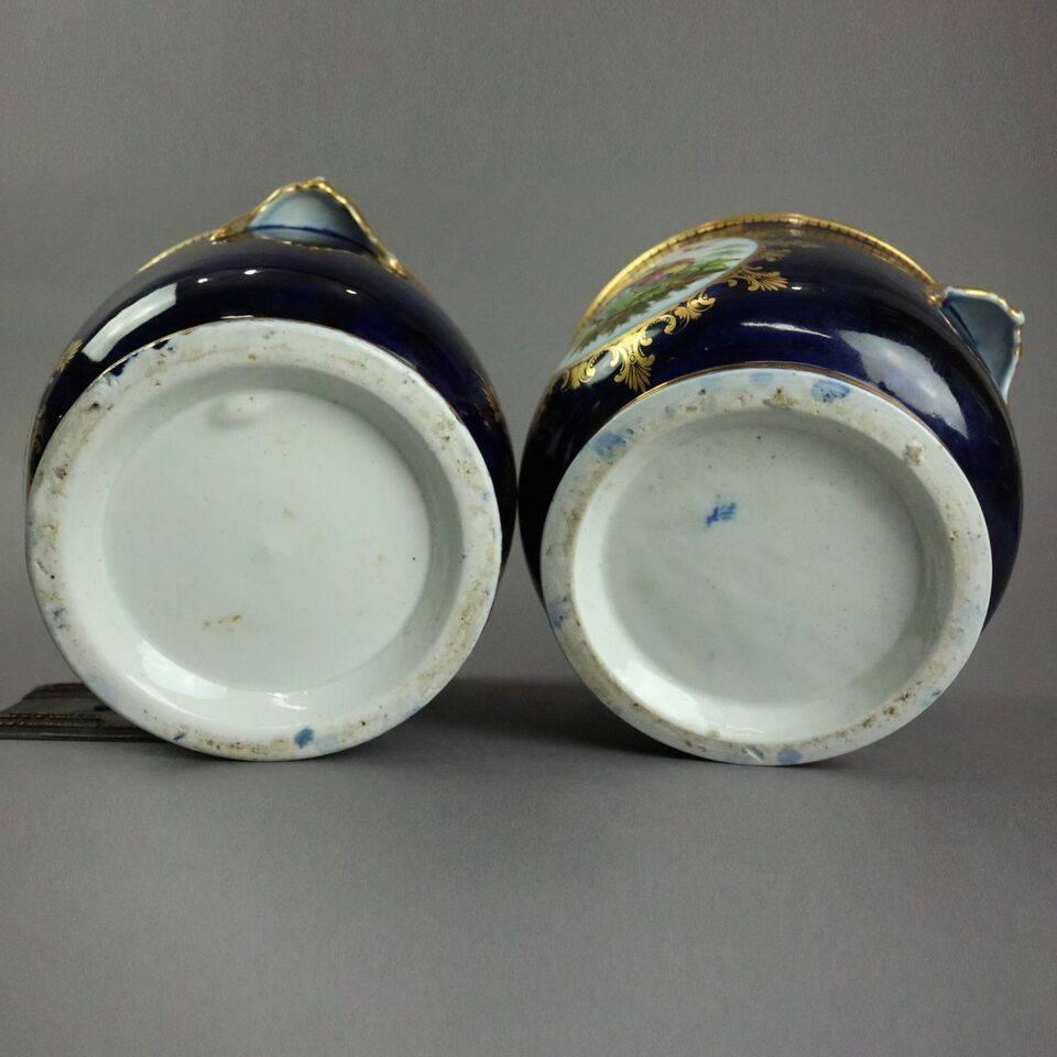 Pair of Fine Antique English Hand-Painted Chelsea School Porcelain Cache Pots 3