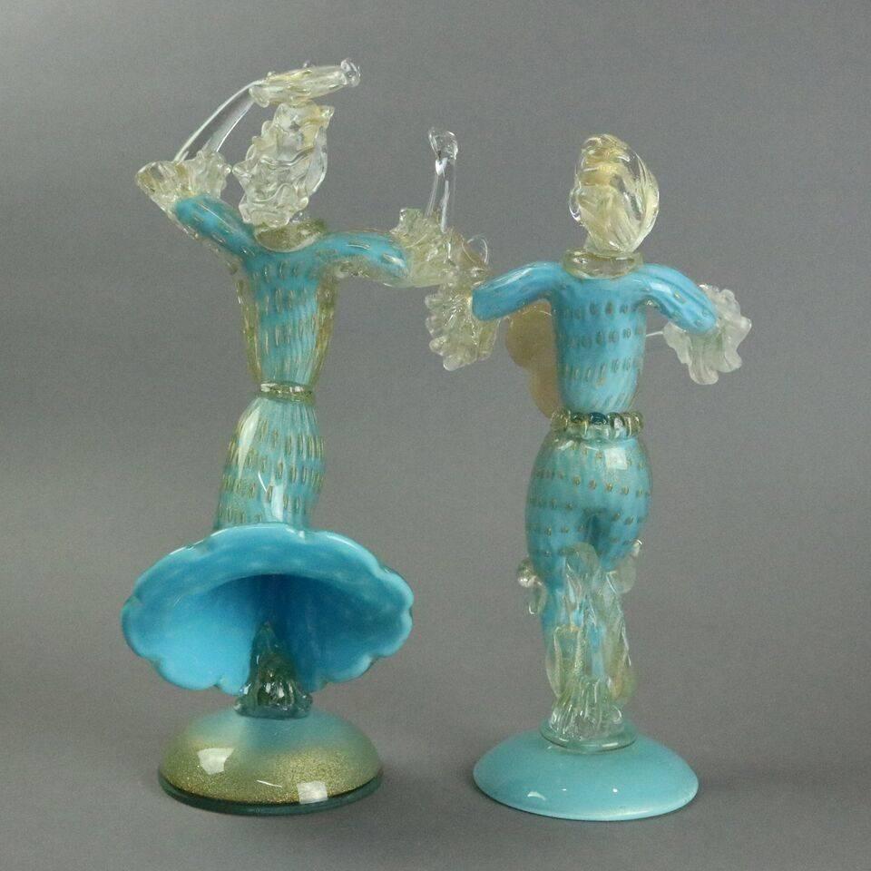 Mid-Century Modern Pair of Italian Murano Barbini School Glass Figures In Good Condition In Big Flats, NY