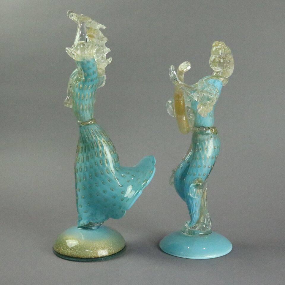 20th Century Mid-Century Modern Pair of Italian Murano Barbini School Glass Figures