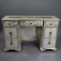 Vintage Mirrored Venetian Style Dressing Table and Mirror, Floral and Acanthus