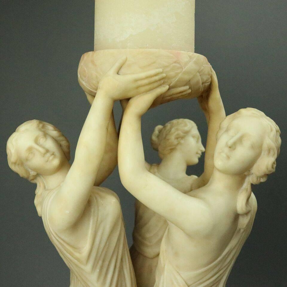 Antique Italian Neoclassical Carved Figural Sculpture of the Three Graces In Good Condition In Big Flats, NY