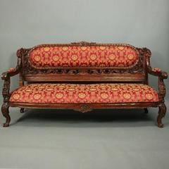 Vintage Heavily Carved Mahogany Karpen School Baroque Style Sofa, 20th Century