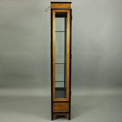 Vintage Japanese Style Burl, Ebonized and Beveled Glass Curio Cabinet