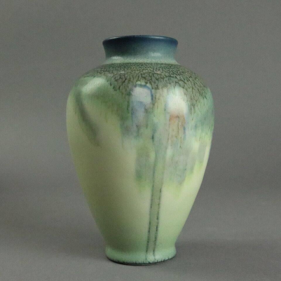 American Rookwood Velum Vase, Impressionistic Iris, Signed Shirayamadani, circa 1935