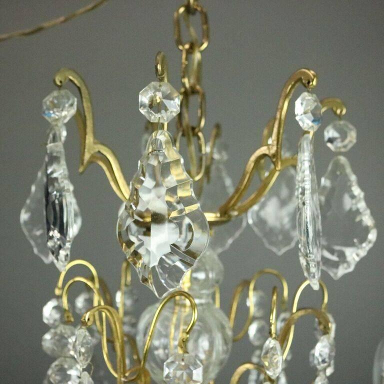 French Oversized Antique Louis XV Style Bronze and Cut Crystal Chandelier, circa 1900