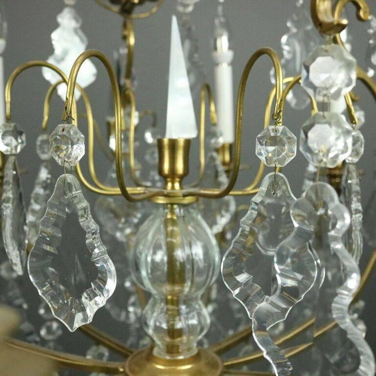 Oversized Antique Louis XV Style Bronze and Cut Crystal Chandelier, circa 1900 3