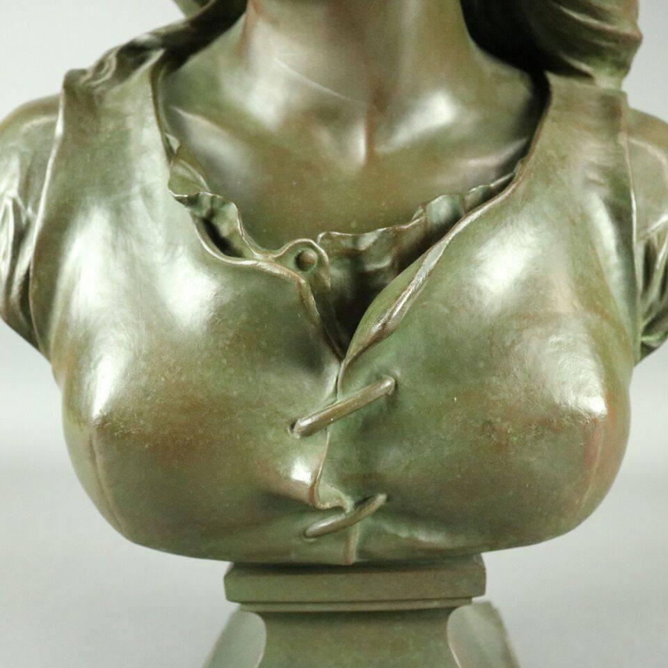 19th Century Antique French Bronze Bust of Mignon by Eugene Aizelin, circa 1880
