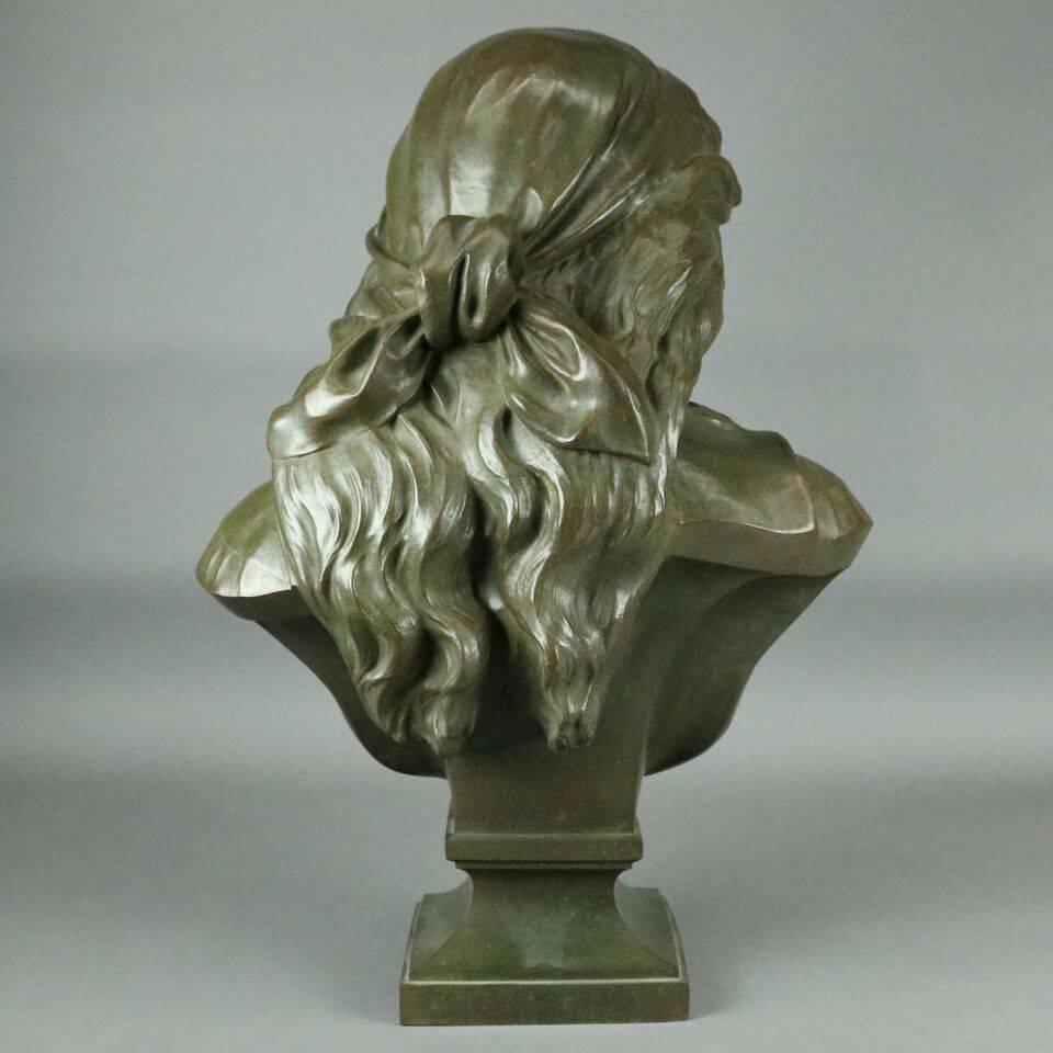 Antique French Bronze Bust of Mignon by Eugene Aizelin, circa 1880 In Good Condition In Big Flats, NY