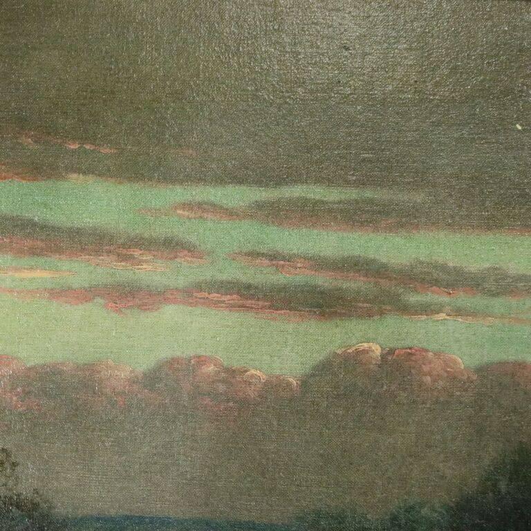 American Antique Hudson River School Oil on Canvas Painting, circa 1880