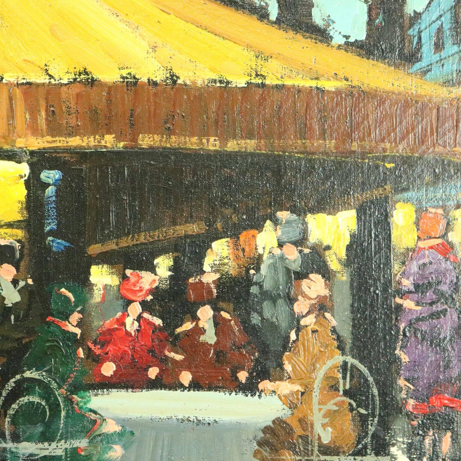 French 20th Century Oil on Canvas Painting of Paris Street Scene by Henri Renard