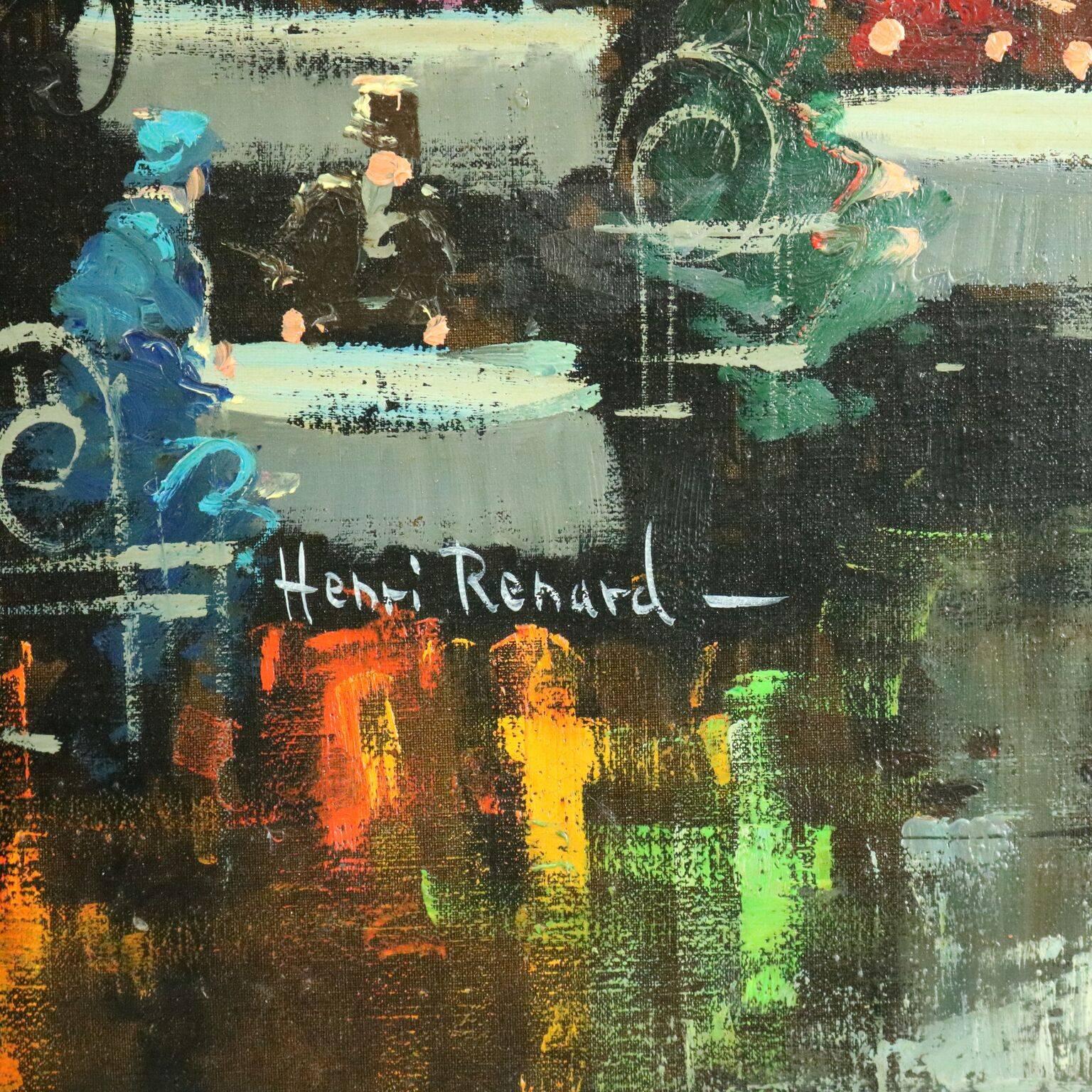 Hand-Painted 20th Century Oil on Canvas Painting of Paris Street Scene by Henri Renard