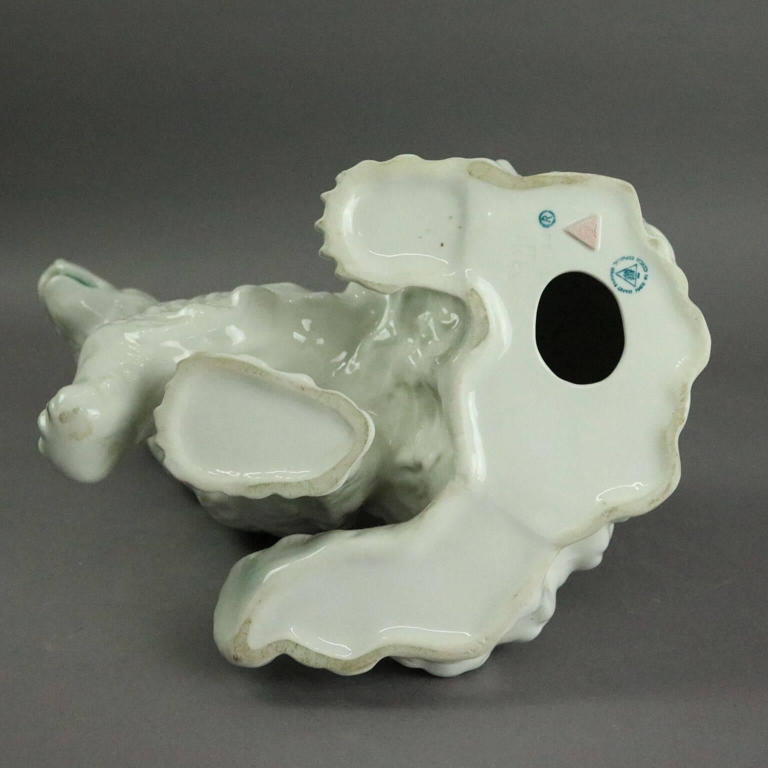 Large Antique Czechoslovakia Porcelain Royal Dux Polar Bear Sculpture In Good Condition In Big Flats, NY