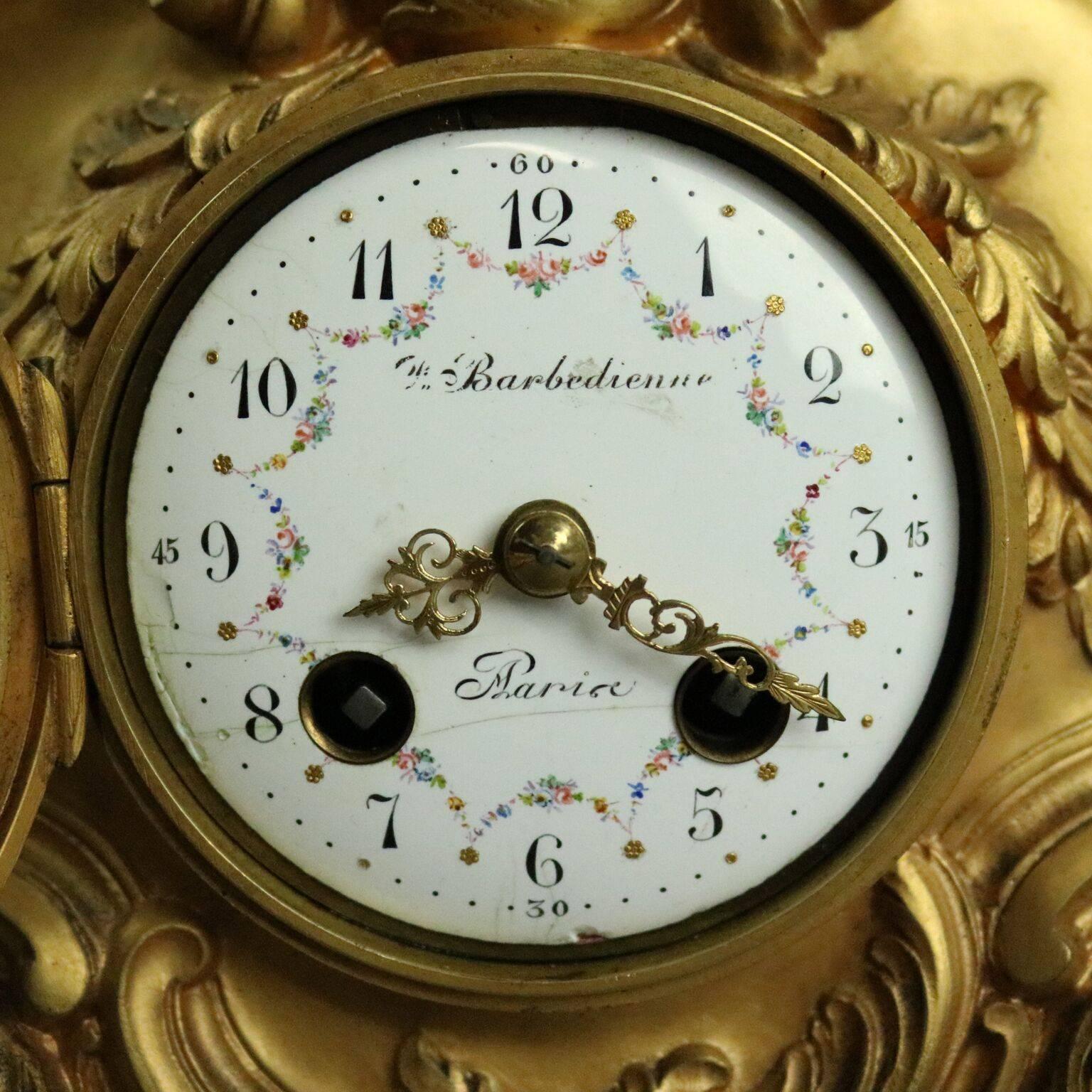 Antique Barbedienne French Gilt Bronze Mantle Clock, circa 1870 In Good Condition In Big Flats, NY