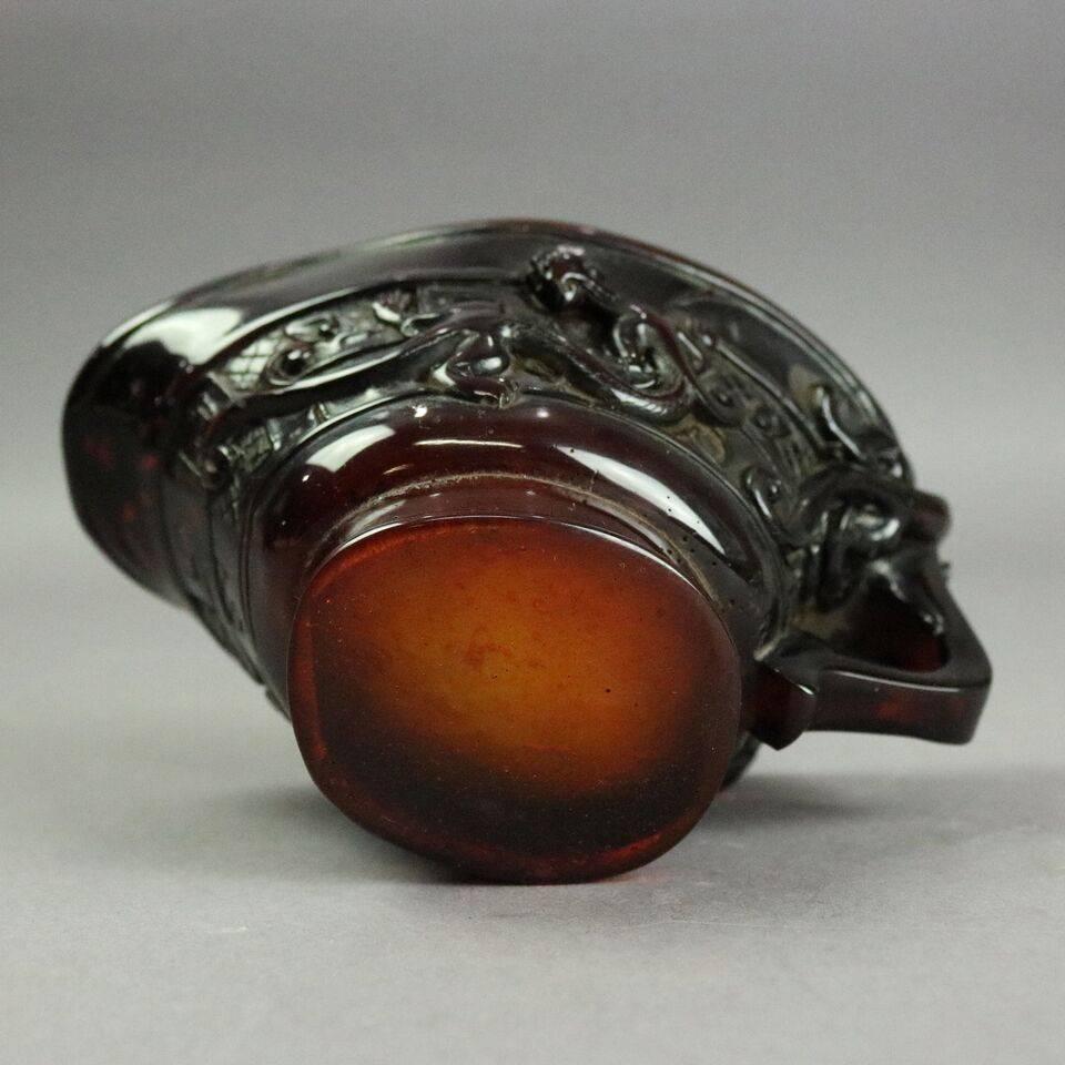 Antique Chinese Hand-Carved Amber Libation Cup, 19th Century 4