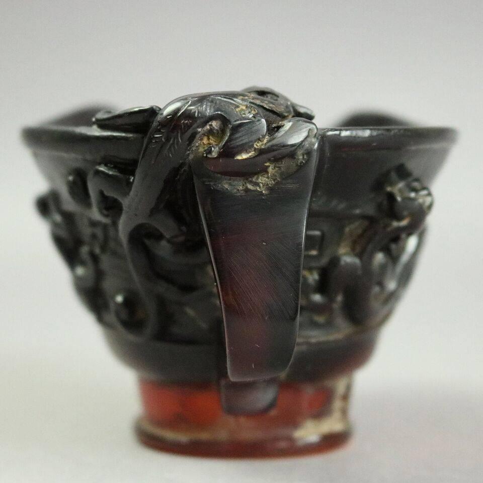Antique Chinese Hand-Carved Amber Libation Cup, 19th Century 1