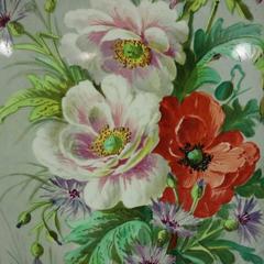 Antique Framed French Limoges Hand-Painted Tile, Floral, circa 1890