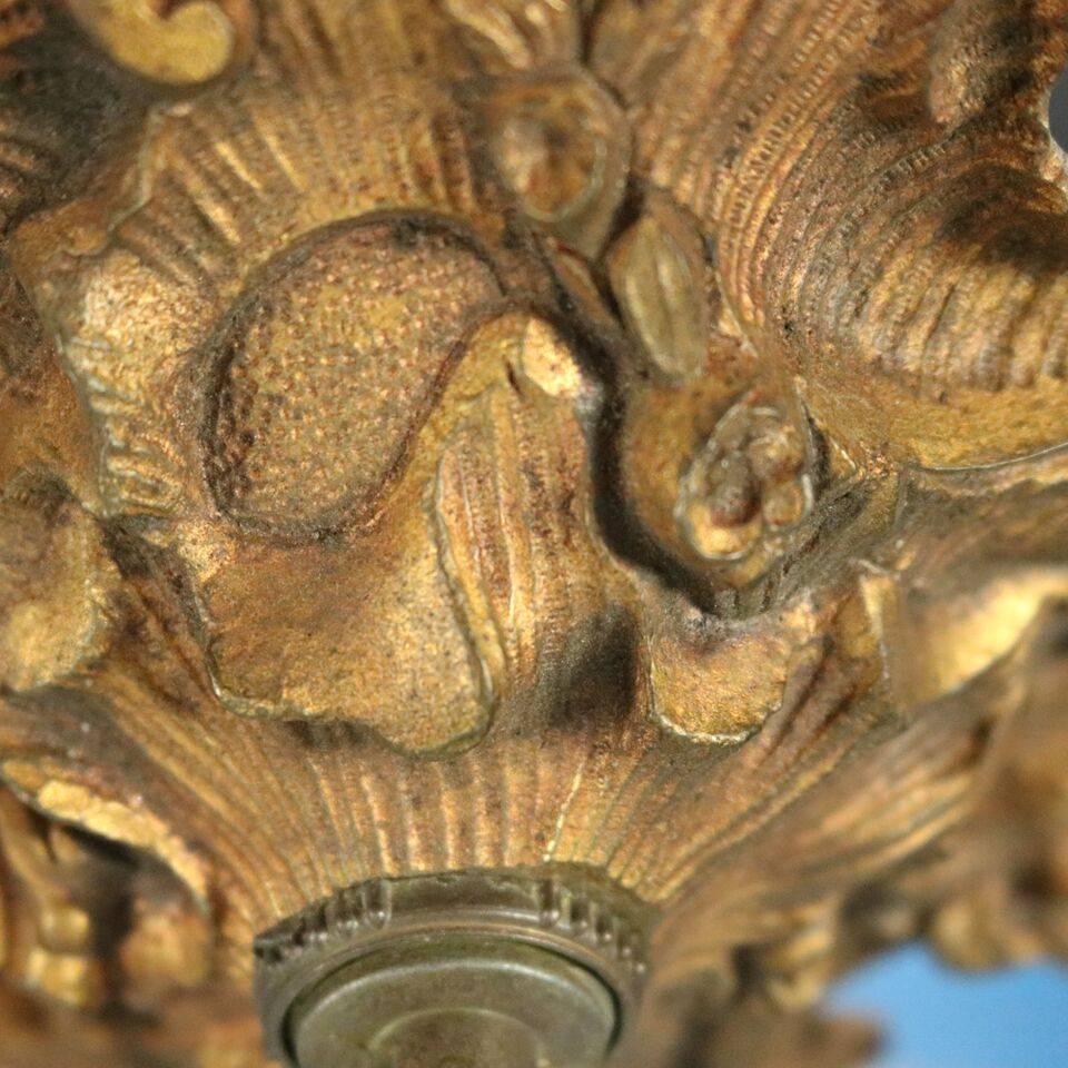 Large Antique Aesthetic Movement C. Parker School Brass & Crystal Chandelier In Good Condition In Big Flats, NY
