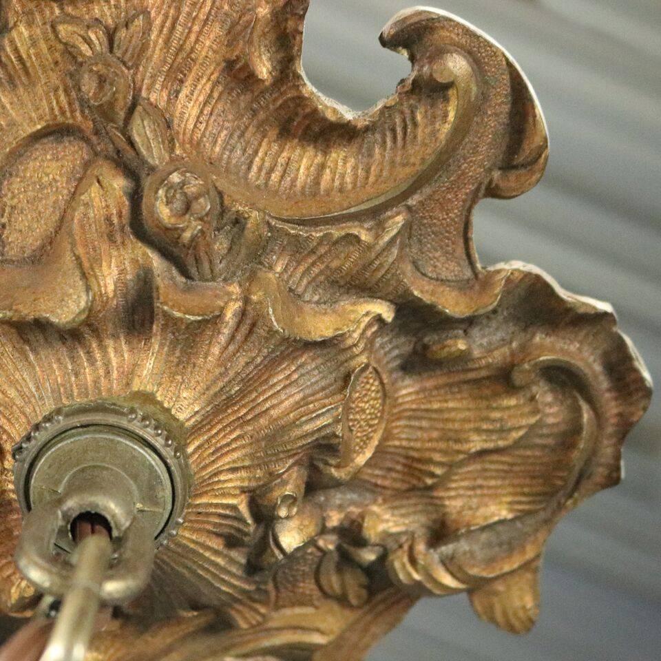Large Antique Aesthetic Movement C. Parker School Brass & Crystal Chandelier 1