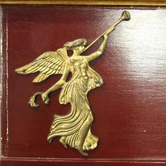 Antique French Empire Palladio Mahogany & Ormolu Mirror, Chariot & Angels, c1920