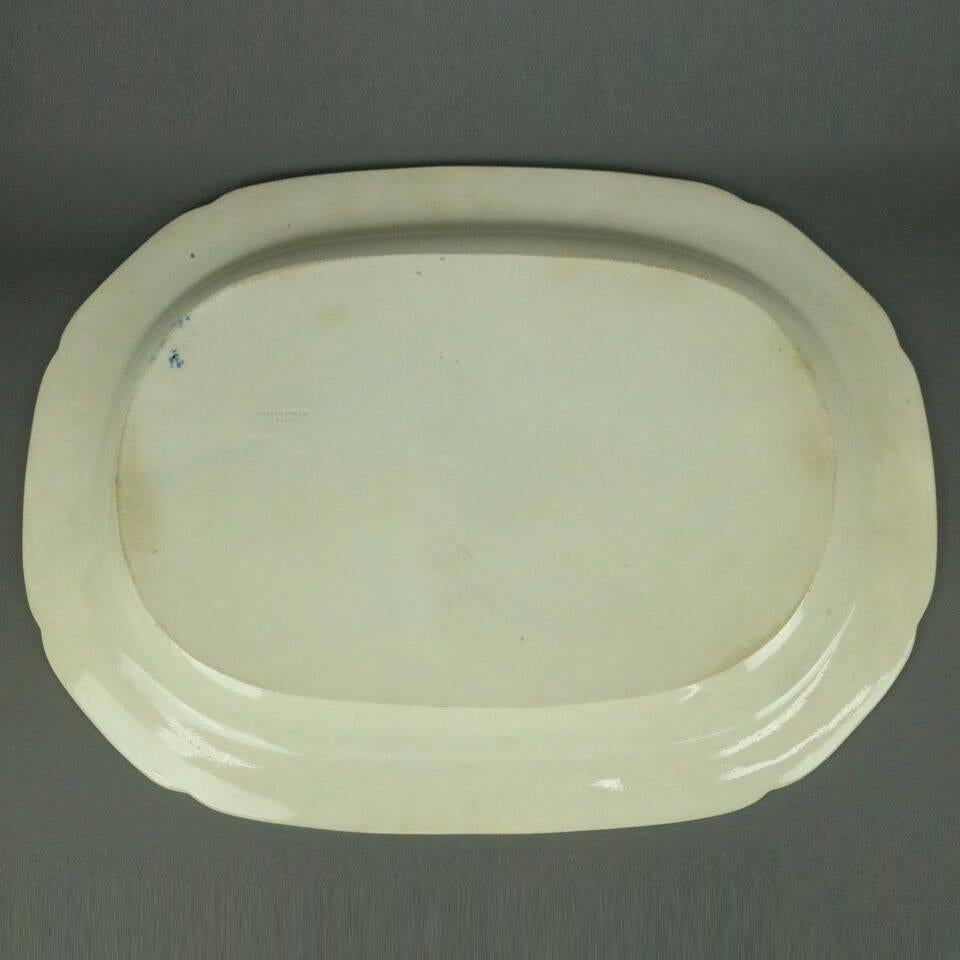 Antique English Herculaneum Chinoiserie Porcelain Serving Platter, circa 1840 3