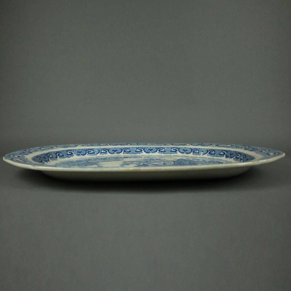 Antique English Herculaneum Chinoiserie Porcelain Serving Platter, circa 1840 1