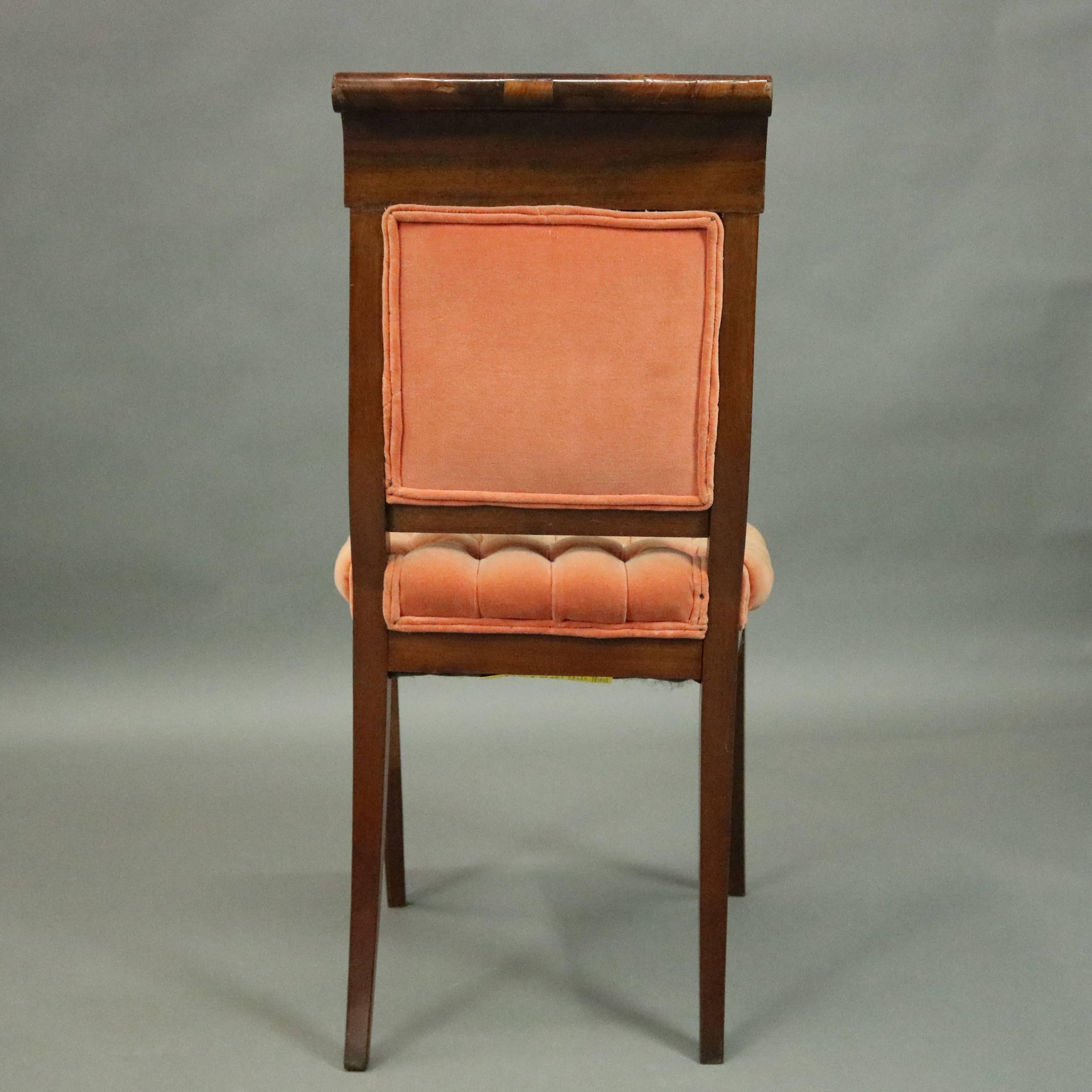 19th Century Dutch Marquetry Upholstered Mahogany Side Chair with Foliate Inlay, circa 1890