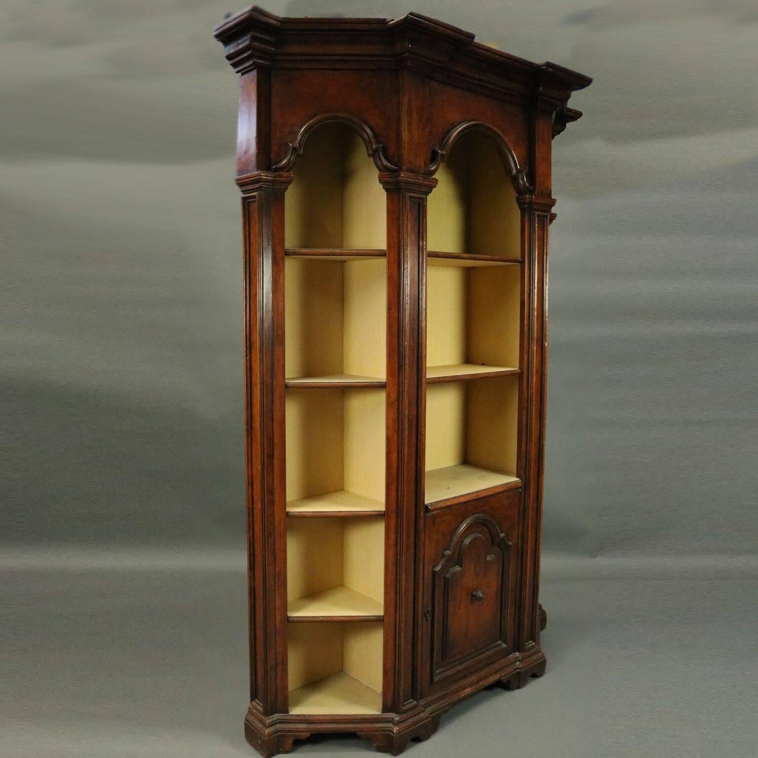 Italian Architectural Mahogany Faceted Bookcase/Display, Mid-20th Century In Good Condition In Big Flats, NY