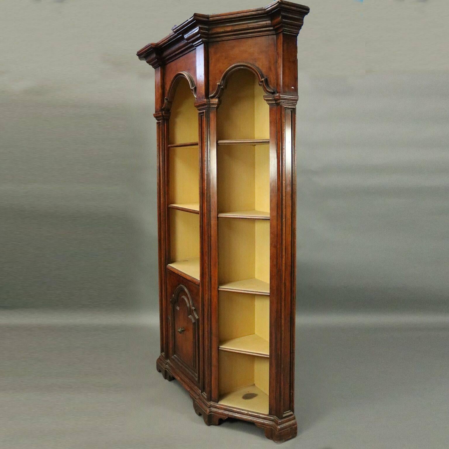 Italian Architectural Mahogany Faceted Bookcase/Display, Mid-20th Century 1
