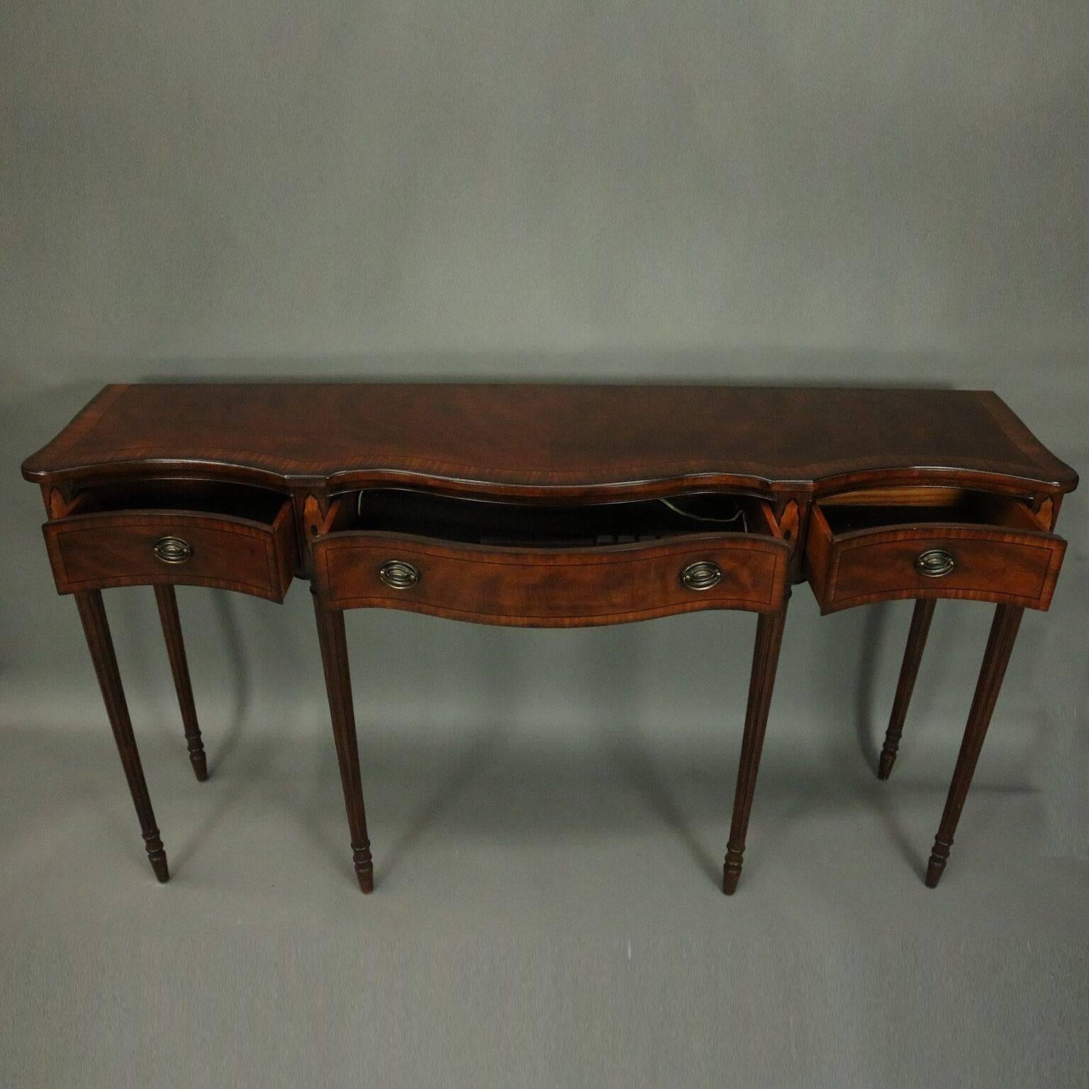 American Vintage Inlaid Mahogany Serpentine Sideboard Server Drexel, circa 1950