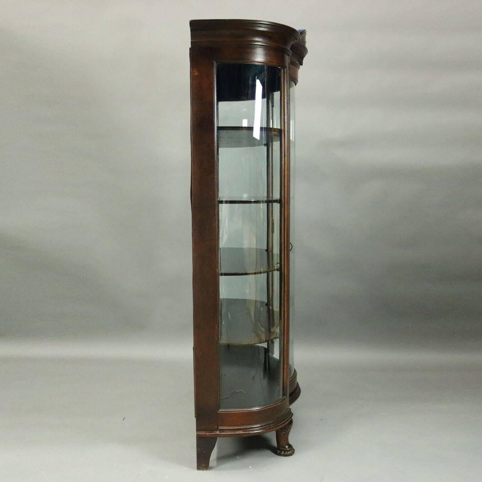 curved glass china cabinet antique