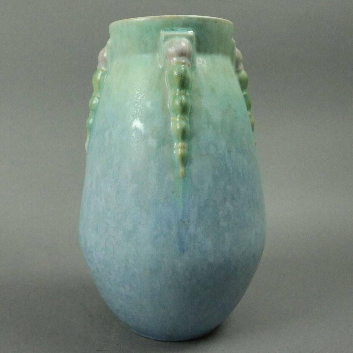 Art Deco Roseville Topeo art pottery vase in blue with matte finish, circa 1930

Meaures - 9.5
