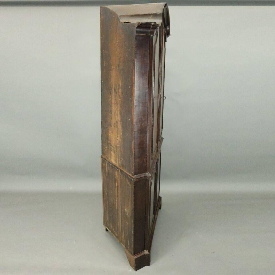 English Early 19th Century Two-Piece Renaissance Revival Walnut Blind Corner Cupboard