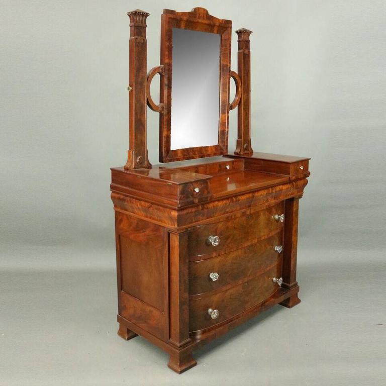 Antique Anthony Quervelle Empire Flame Mahogany Gentleman's Chest, circa 1839 at 1stDibs
