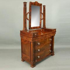 Antique Anthony Quervelle Empire Flame Mahogany Gentleman's Chest, circa 1839