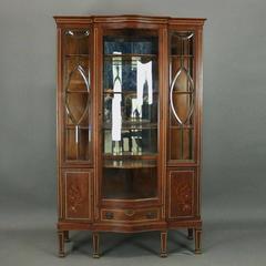 Antique Edwardian Mahogany Leaded Glass China Cabinet