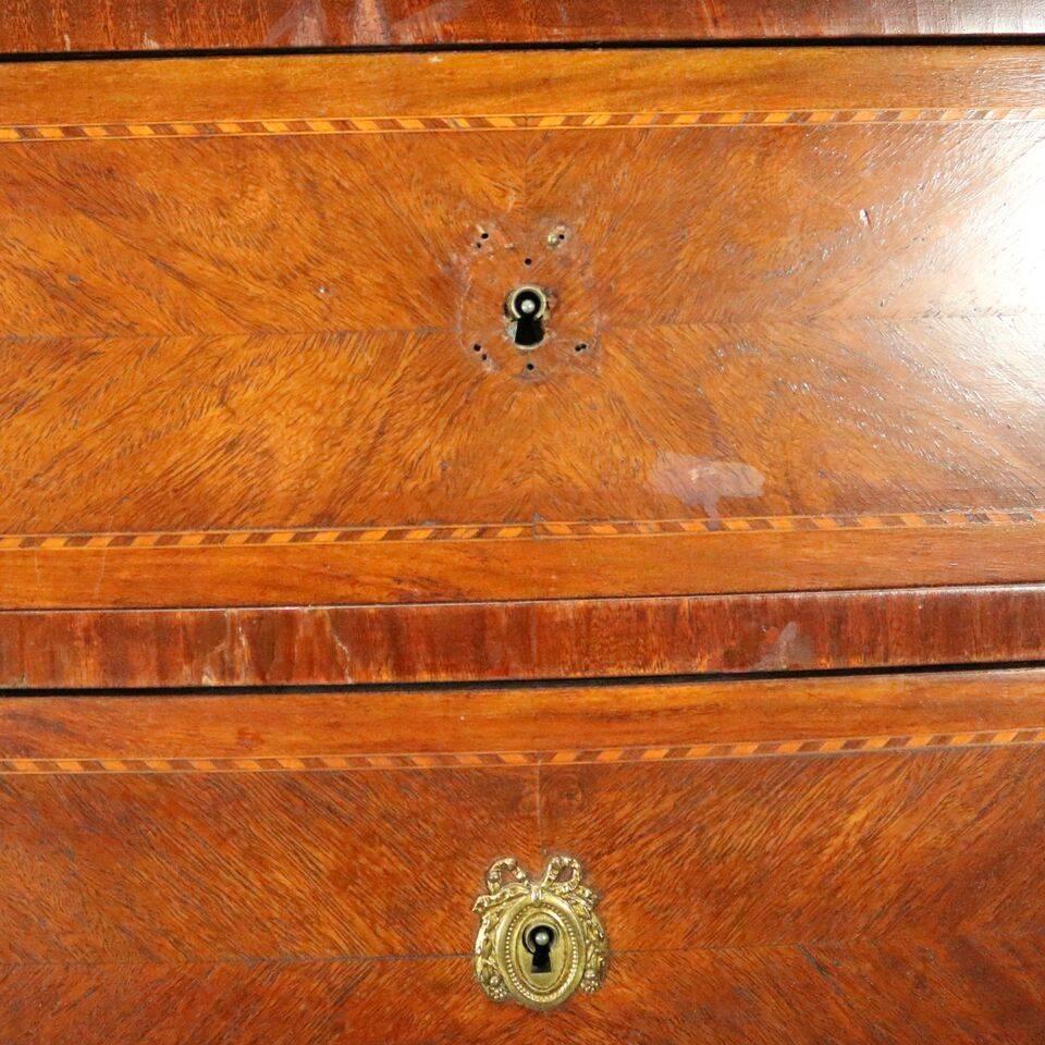 20th Century Antique Pair of French Banded Kingwood and Bronze Six-Drawer Lingerie Chests